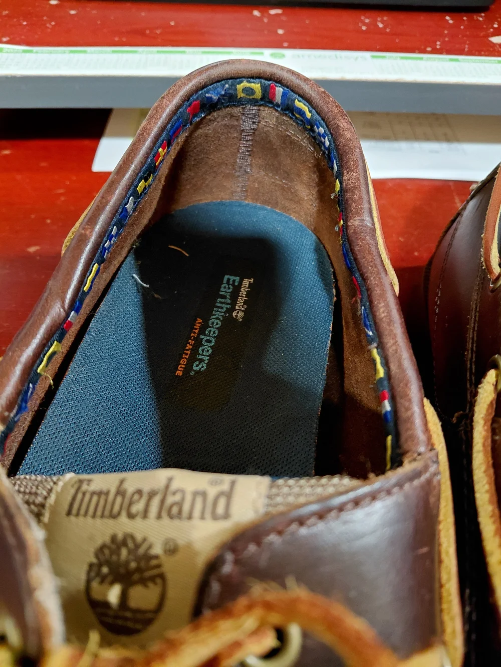 Timberland Men’s Dark Brown Leather Boat Shoes with Tan Laces